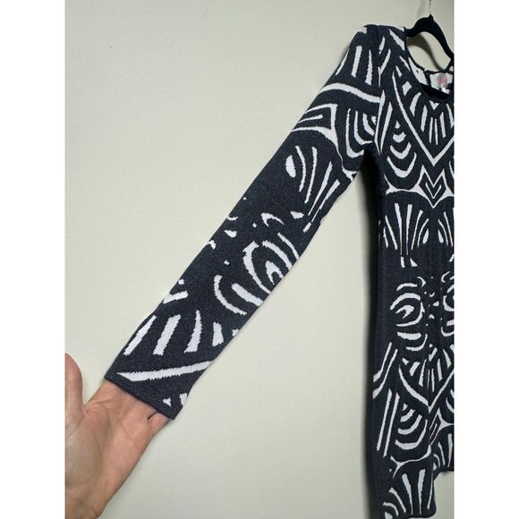 PARKER Aztec Bodycon Sweater Dress Shimmer Black/White, Sz M - Picture 3 of 9